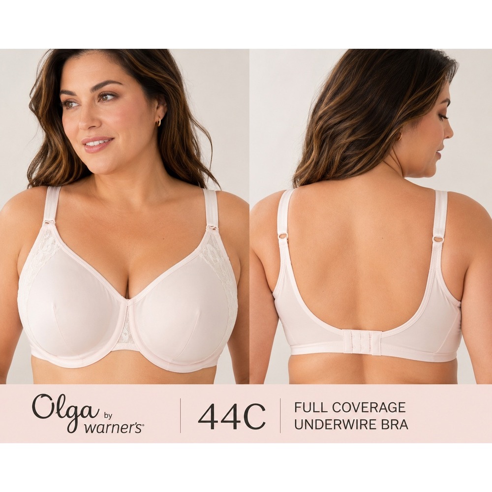 Olga by Warners Full Coverage Underwire Bra Pink‎ Lace GI8961A 44C